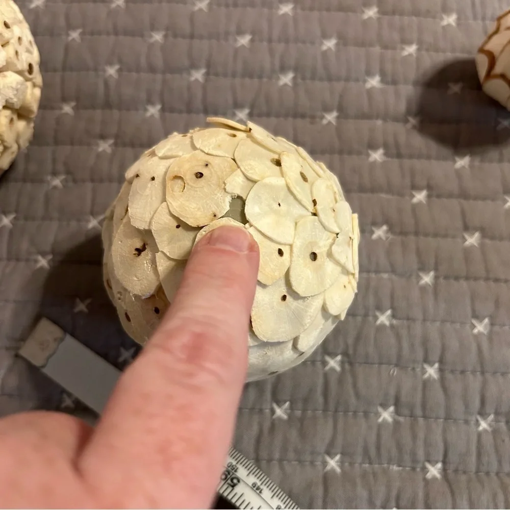 Decorative Natural Textured Spheres and Faux Drift Wood Decor - 7pc Set